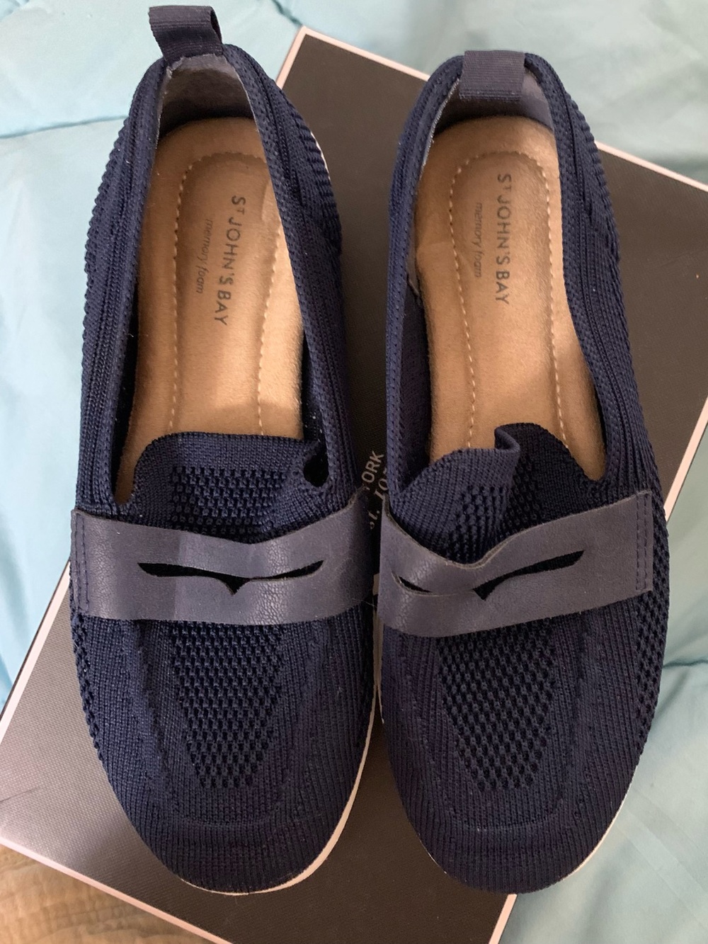 St. John's Bay Navy Knit Slip-On Loafers